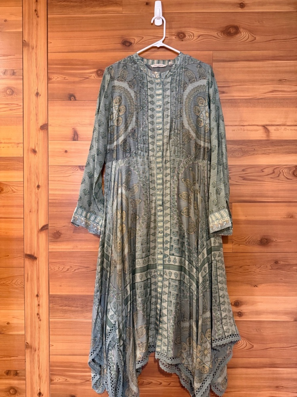 SOFT SURROUNDINGS Green Jardin Majorelle Boho Long Sleeve Handkerchief Dress XL - Picture 13 of 14